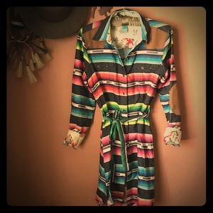 Tasha Polizzi Western Pearl Snap Shirt Dress, NWOT
